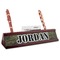 Green Camo Red Mahogany Nameplate with Business Card Holder (Personalized)