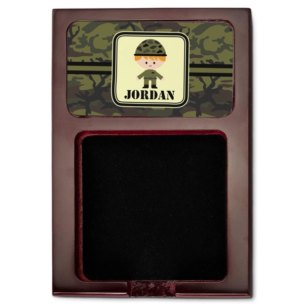 Green Camo Red Mahogany Sticky Note Holder - Flat