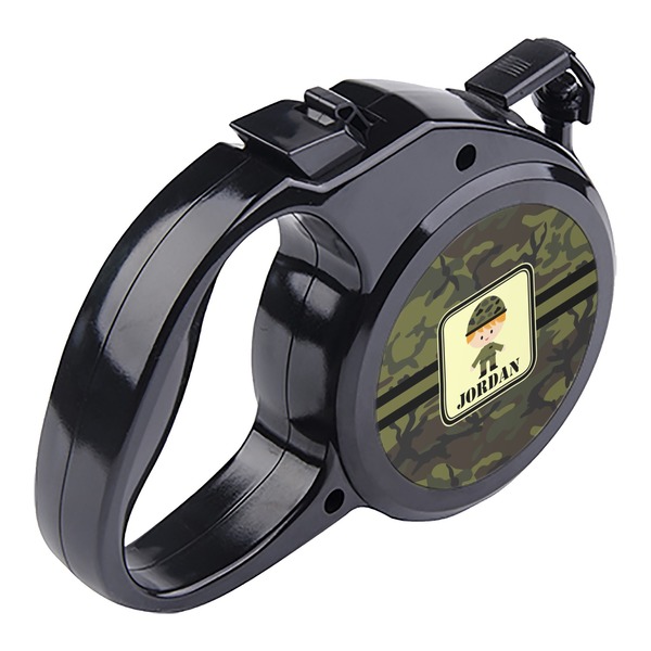 Green Camo Retractable Dog Leash - Angle