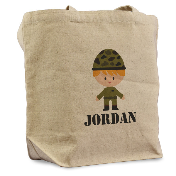 Custom Green Camo Reusable Cotton Grocery Bag - Single (Personalized)