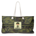 Green Camo Large Tote Bag with Rope Handles (Personalized)