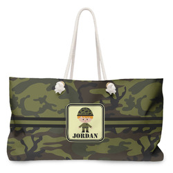 Green Camo Large Tote Bag with Rope Handles (Personalized)