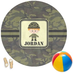 Green Camo Round Beach Towel (Personalized)