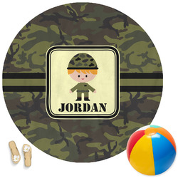 Green Camo Round Beach Towel (Personalized)
