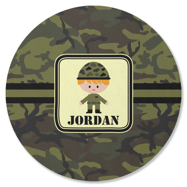 Green Camo Round Coaster Rubber Back - Single