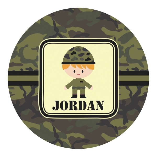 Custom Green Camo Round Decal - Large (Personalized)
