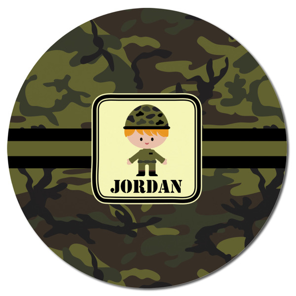Green Camo Round Fridge Magnet - FRONT
