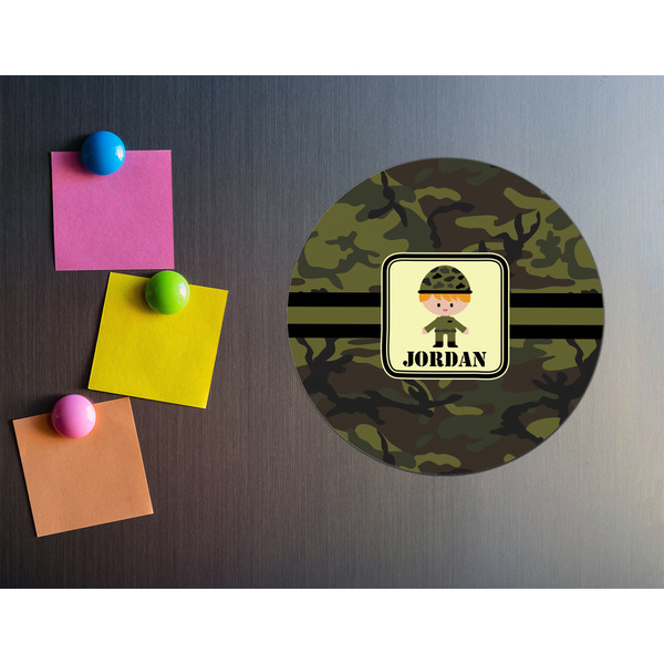 Green Camo Round Fridge Magnet - LIFESTYLE
