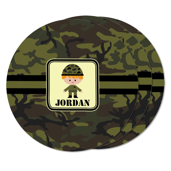 Green Camo Round Fridge Magnet - THREE