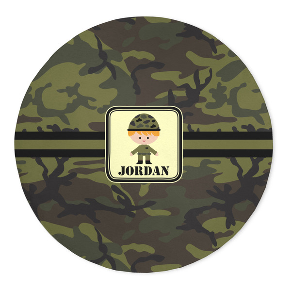 Custom Green Camo 5' Round Indoor Area Rug (Personalized)