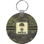 Green Camo Round Plastic Keychain (Personalized)