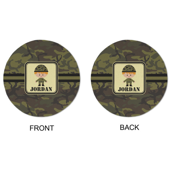 Green Camo Round Linen Placemats - APPROVAL (double sided)