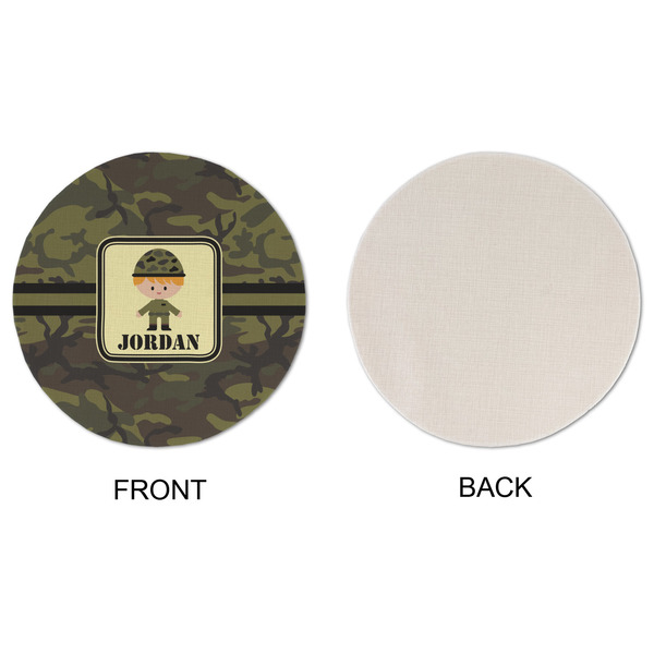Green Camo Round Linen Placemats - APPROVAL (single sided)