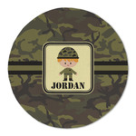 Green Camo Round Linen Placemat (Personalized)