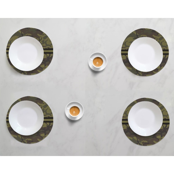 Green Camo Round Linen Placemats - LIFESTYLE (set of 4)