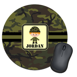 Green Camo Round Mouse Pad (Personalized)