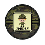 Green Camo Iron On Round Patch w/ Name or Text