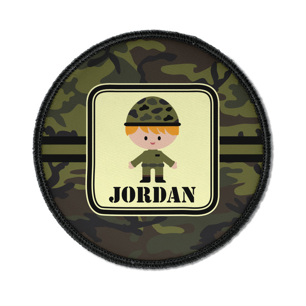 Custom Green Camo Iron On Round Patch w/ Name or Text