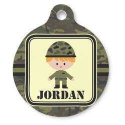 Green Camo Round Pet ID Tag (Personalized)