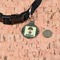 Green Camo Round Pet ID Tag - Small - In Context
