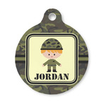 Green Camo Round Pet ID Tag - Small (Personalized)