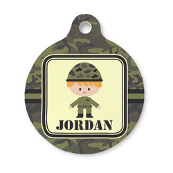 Green Camo Round Pet ID Tag - Small (Personalized)