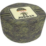 Green Camo Round Pouf Ottoman (Personalized)
