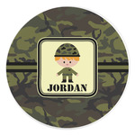 Green Camo Round Stone Trivet (Personalized)