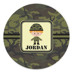 Green Camo Round Stone Trivet (Personalized)