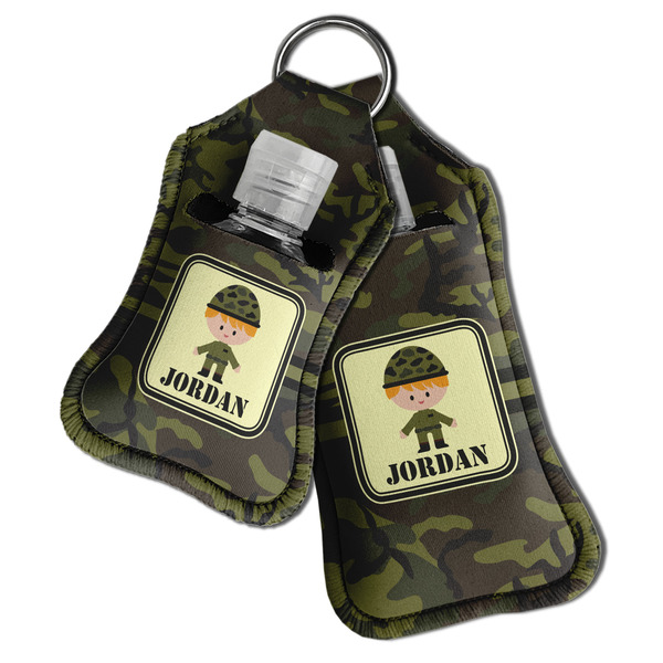 Green Camo Sanitizer Holder Keychain - Both in Case (PARENT)