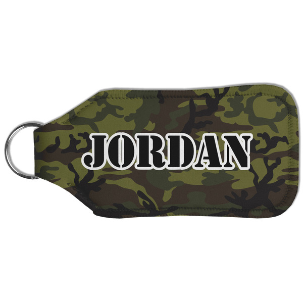 Green Camo Sanitizer Holder Keychain - Large (Back)