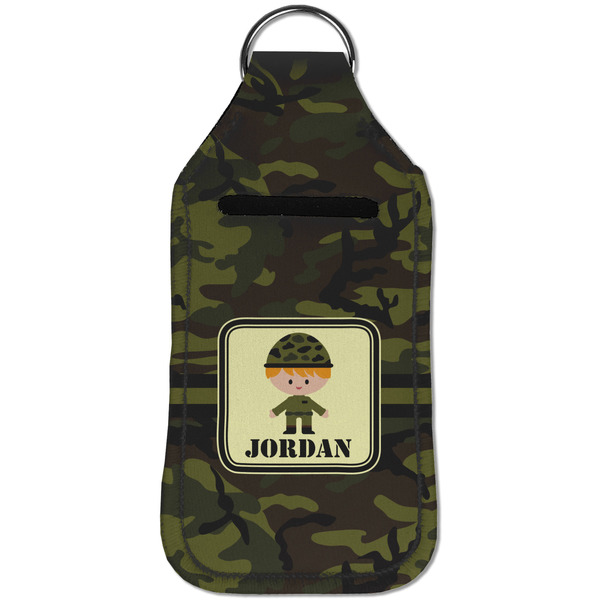 Green Camo Sanitizer Holder Keychain - Large (Front)