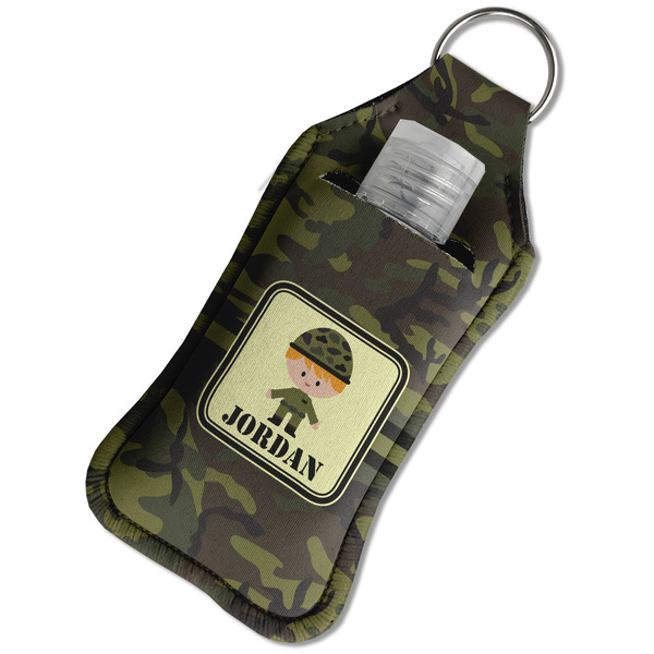 Green Camo Sanitizer Holder Keychain - Large in Case