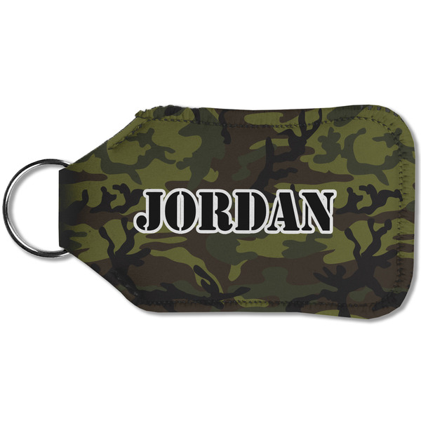 Green Camo Sanitizer Holder Keychain - Small (Back)
