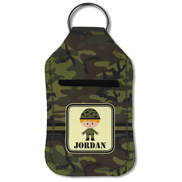 Green Camo Sanitizer Holder Keychain - Small (Front Flat)