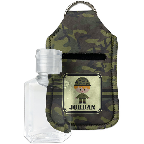 Custom Green Camo Hand Sanitizer & Keychain Holder (Personalized)