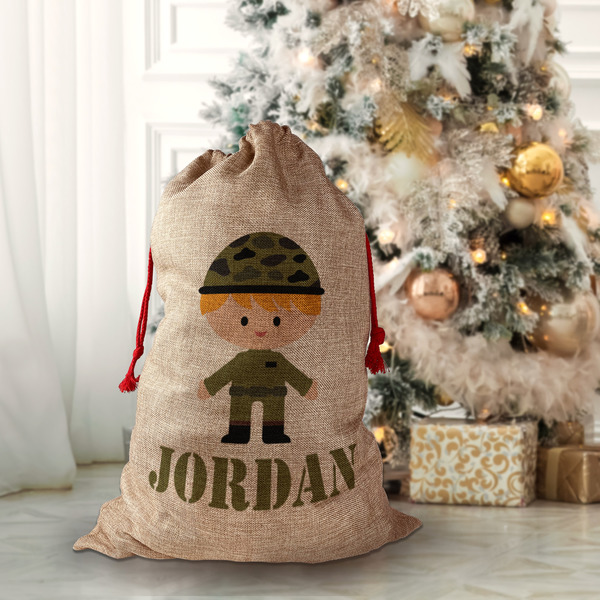 Green Camo Santa Bag - Front (stuffed)