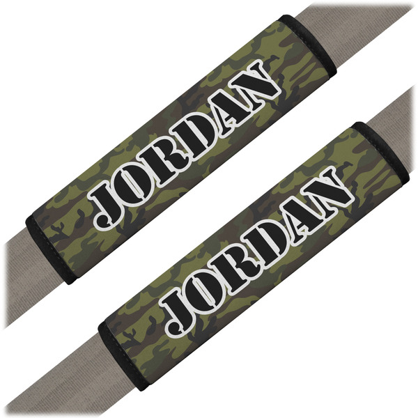 Custom Green Camo Seat Belt Covers (Set of 2) (Personalized)