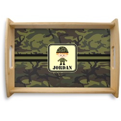 Green Camo Natural Wooden Tray - Small (Personalized)