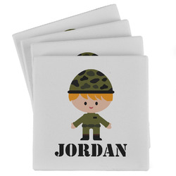 Green Camo Absorbent Stone Coasters - Set of 4 (Personalized)