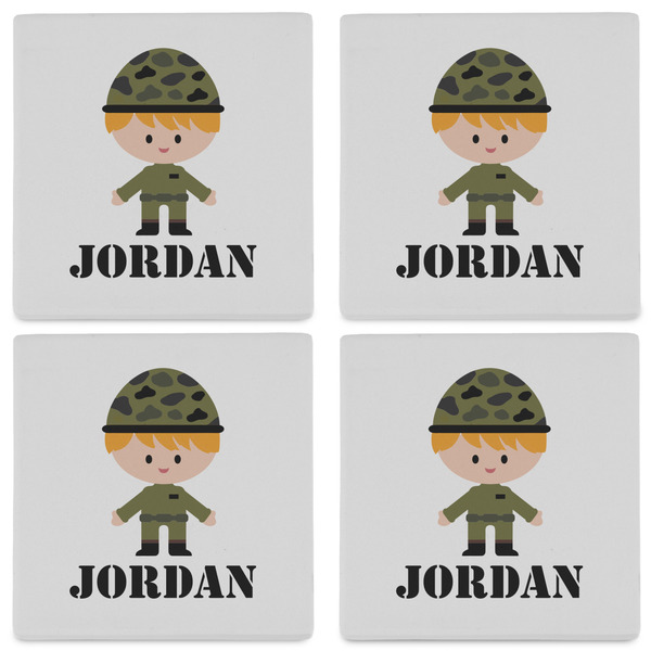 Green Camo Set of 4 Sandstone Coasters - See All 4 View