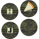 Green Camo Set of 4 Glass Appetizer / Dessert Plate 8" (Personalized)