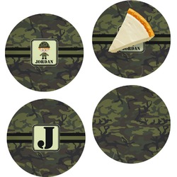 Green Camo Set of 4 Glass Appetizer / Dessert Plate 8" (Personalized)