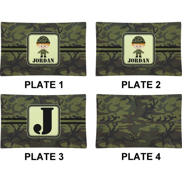 Green Camo Set of Rectangular Dinner Plates (Approval)
