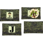 Green Camo Set of 4 Glass Rectangular Lunch / Dinner Plate (Personalized)