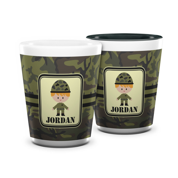 Custom Green Camo Ceramic Shot Glass - 1.5 oz (Personalized)