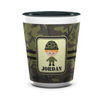 Green Camo Ceramic Shot Glass - 1.5 oz - Two Tone - Single (Personalized)