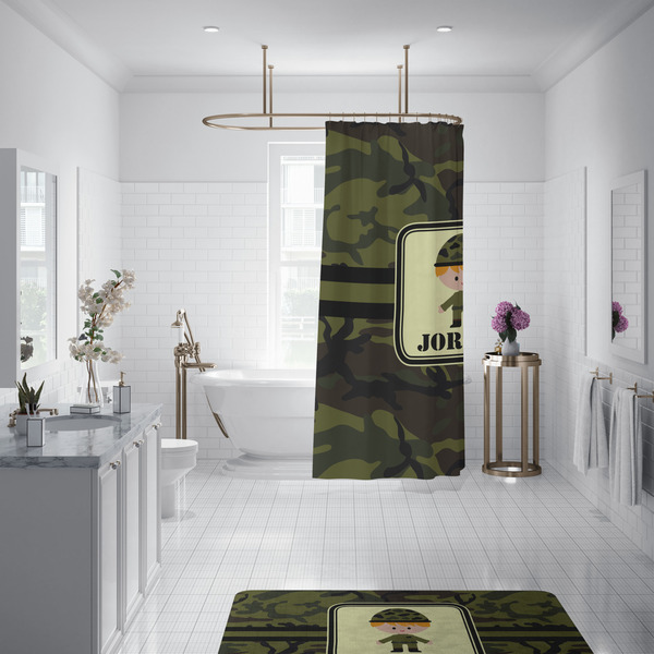 Green Camo Shower Curtain - Custom Size