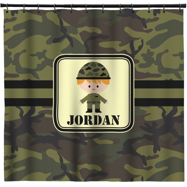 Custom Green Camo Shower Curtain - 71" x 74" (Personalized)