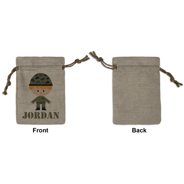 Green Camo Small Burlap Gift Bag - Front Approval